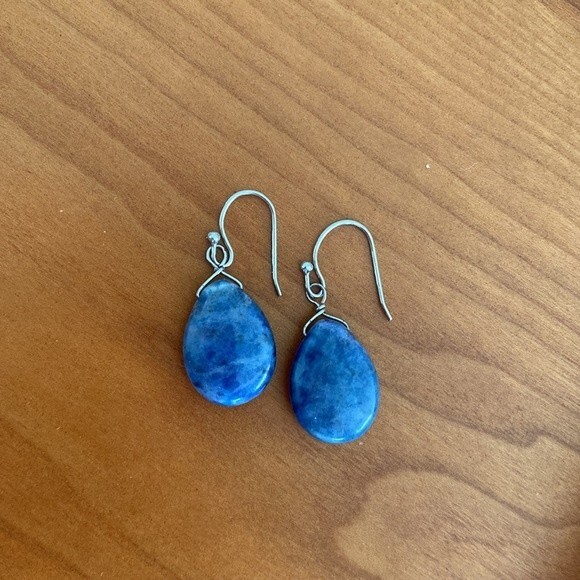 ATI Sterling Silver & Sodalite Teardrop Dangle Earrings - Picture 4 of 5